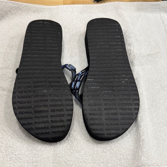 Black and Blue Beaded Yellow Box Flip Flops - Picture 2 of 3